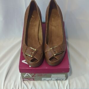 Brown Peep-Toe Heels